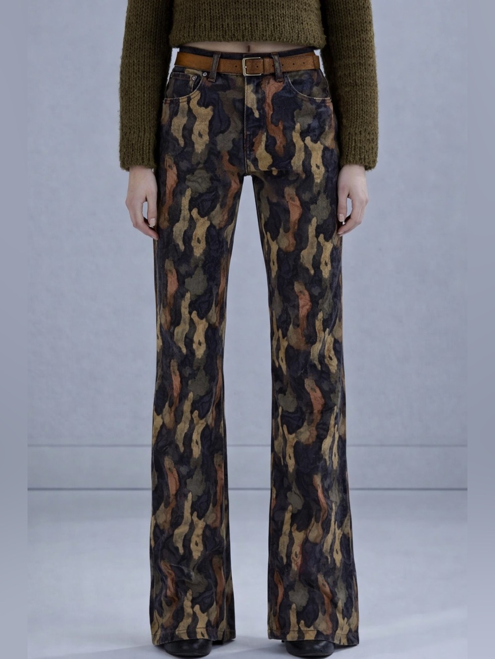 R13 Jane Jean Wild Camo Velveteen Pants  Denim Season FW25 NWT size 25